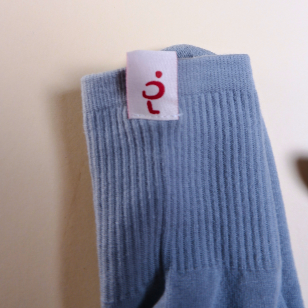 Grey Ribbed Crew Socks