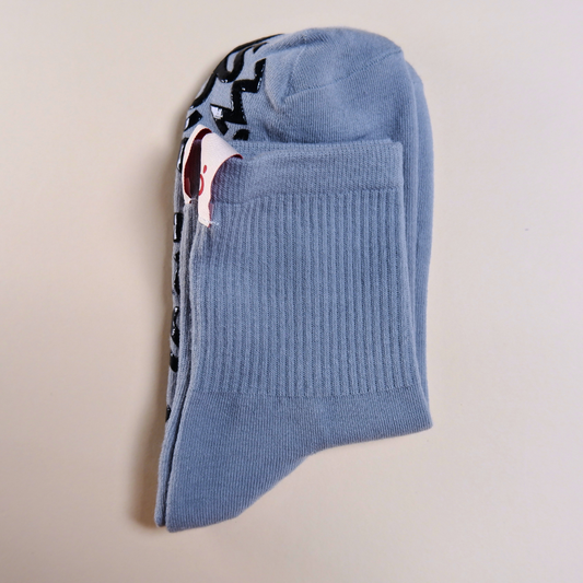Grey Ribbed Crew Socks