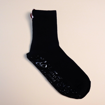 Black Ribbed Crew Socks