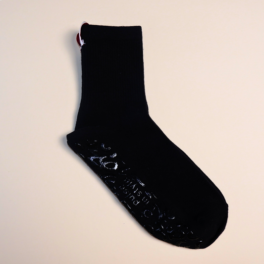 Black Ribbed Crew Socks